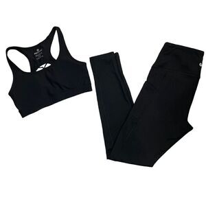 90 Degrees by Reflex Women’s Small Sports Bra & Legging Set Athletic Black
